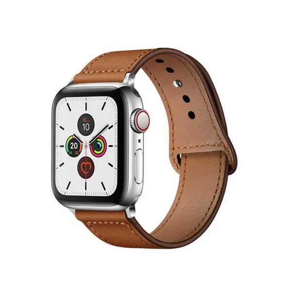 Light Brown Genuine Leather Apple Watch Band 浅棕色真皮Apple 錶帶