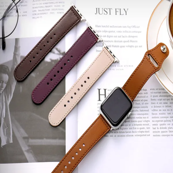 Light Brown Genuine Leather Apple Watch Band 浅棕色真皮Apple 錶帶