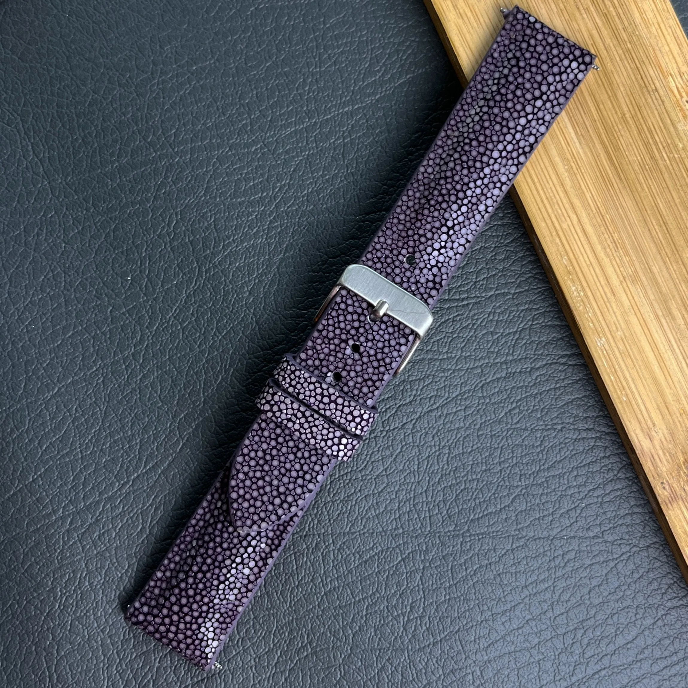 Light purple Stingray Leather Watch Band For Men Replacement Wristwatch Strap