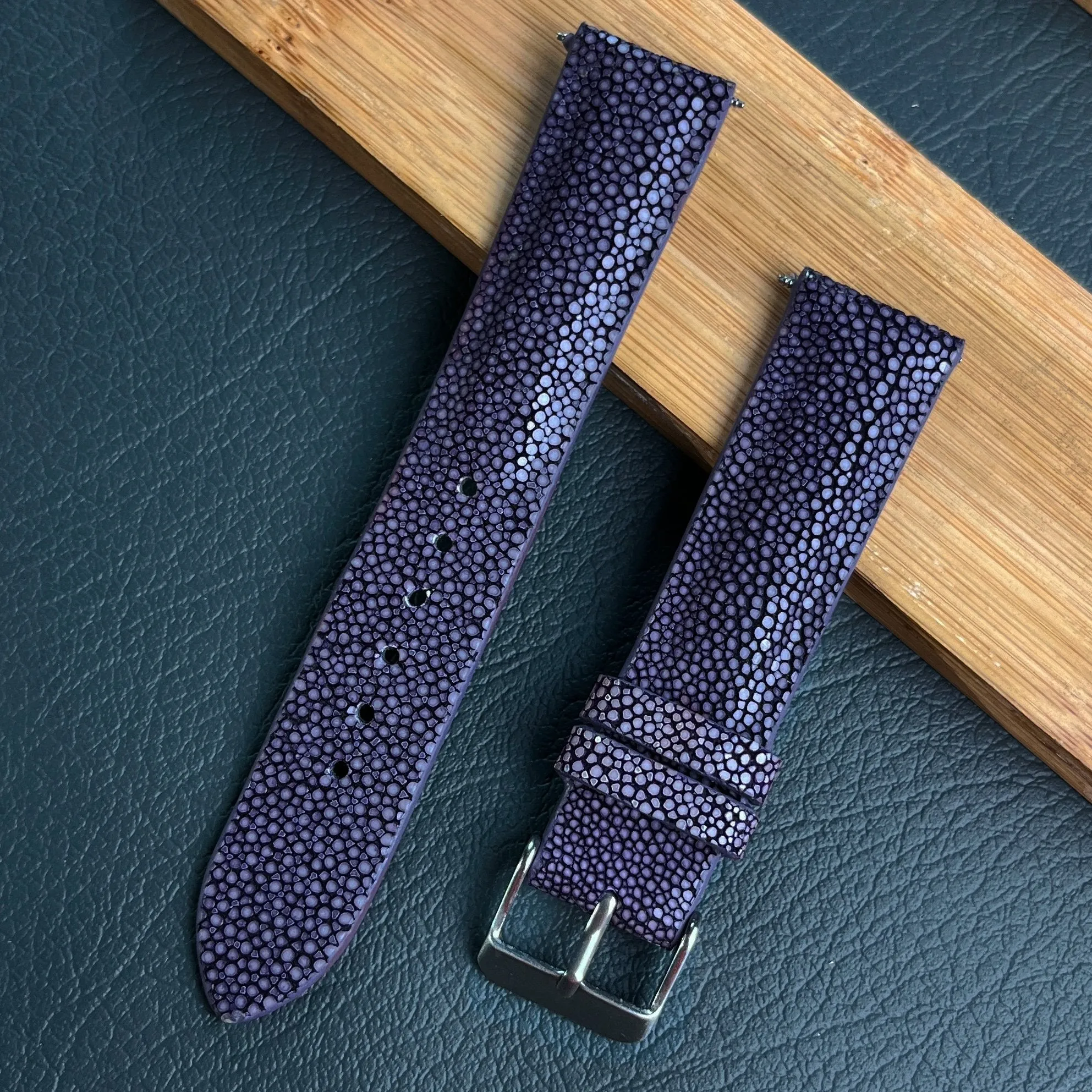 Light purple Stingray Leather Watch Band For Men Replacement Wristwatch Strap