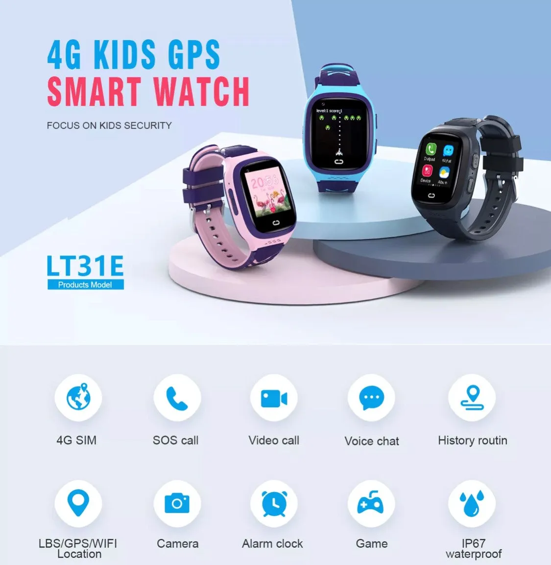 LT31 Kids Smart Watch 4G -Black