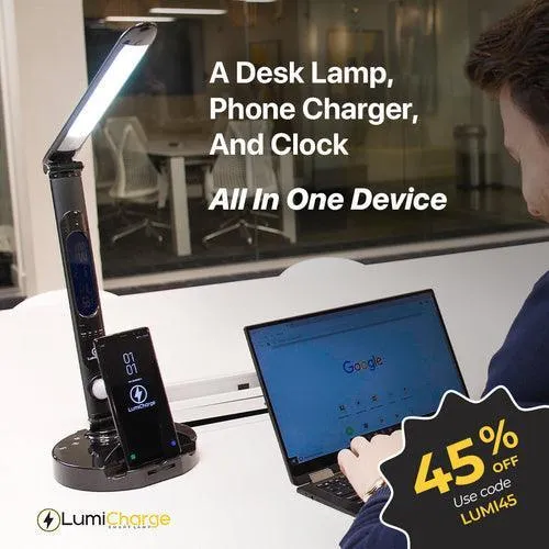 LumiCharge II - 6 in 1 -Premium Desk Lamp with Wireless & Universal