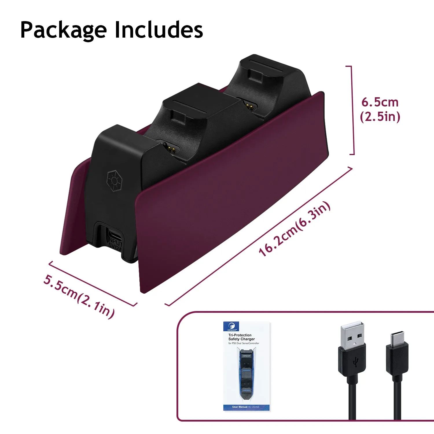 Mcbazel Tri-Protection Safety Dual Controller Charger for PS5 DualSense Controller (HC-A3705)