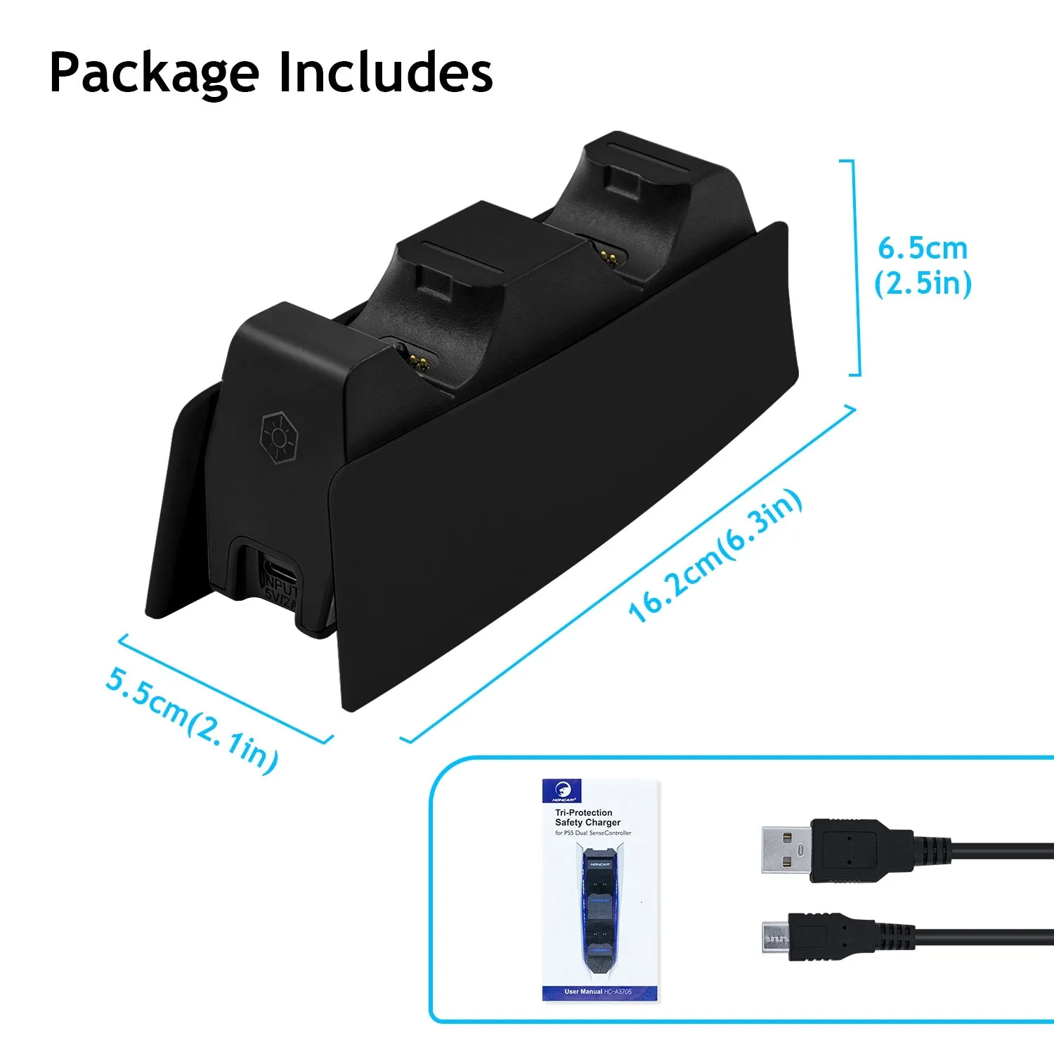 Mcbazel Tri-Protection Safety Dual Controller Charger for PS5 DualSense Controller (HC-A3705)