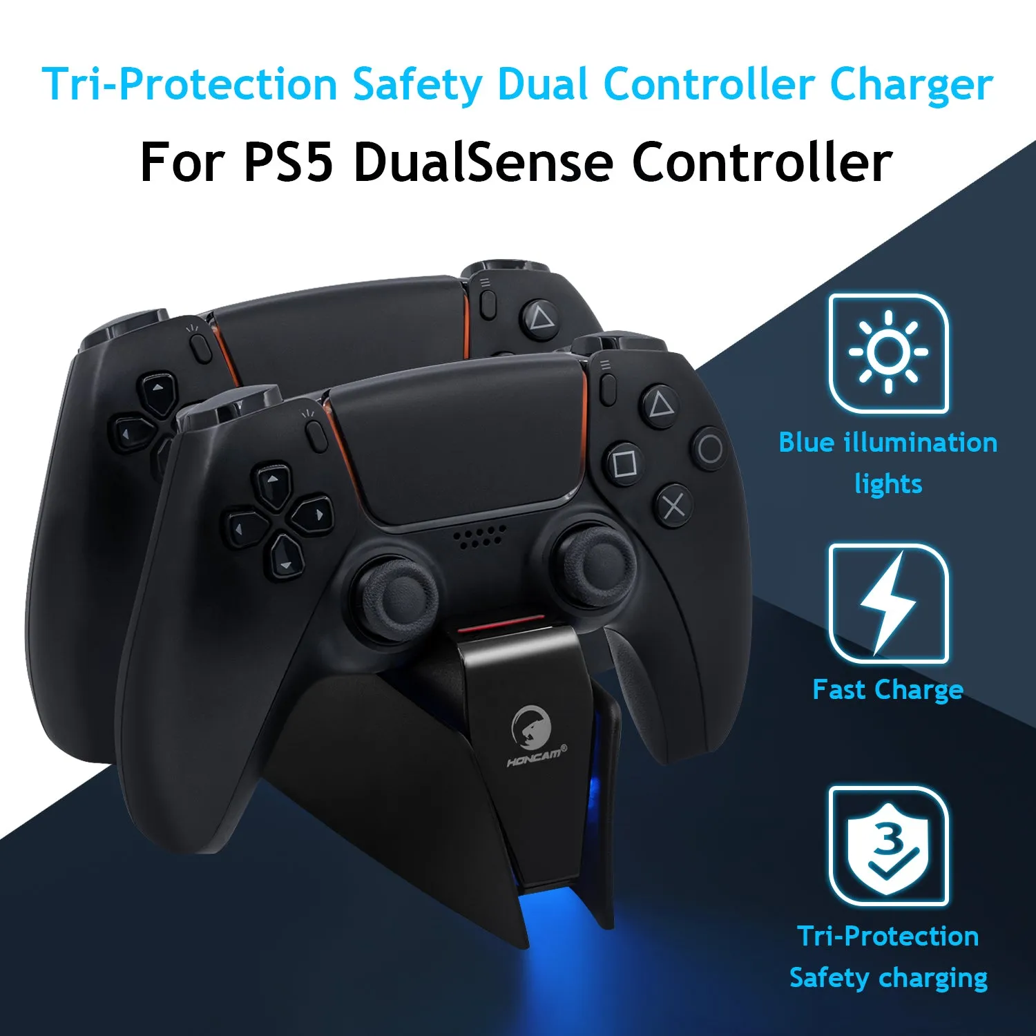 Mcbazel Tri-Protection Safety Dual Controller Charger for PS5 DualSense Controller (HC-A3705)