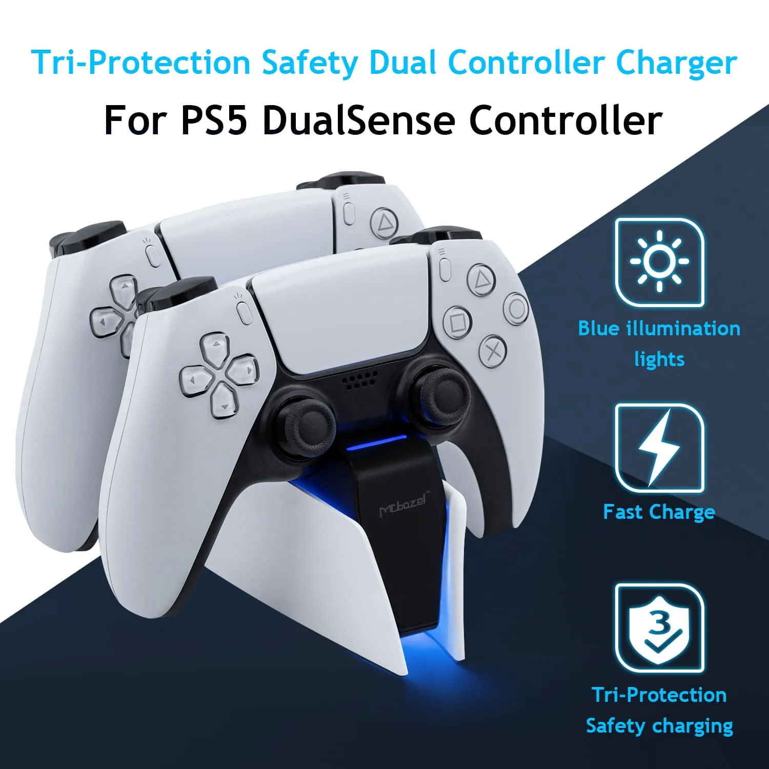 Mcbazel Tri-Protection Safety Dual Controller Charger for PS5 DualSense Controller (HC-A3705)