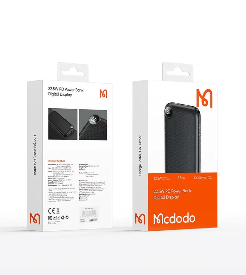 Mcdodo MC-847 | Powerbank 10000 mAh 22.5W | With Digital Display