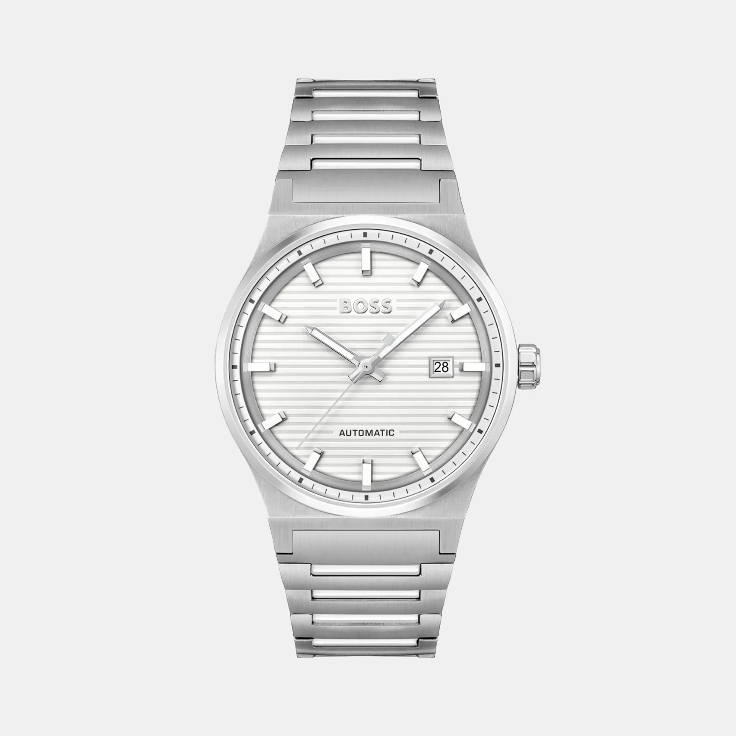 Men Automatic White Dial Analog Stainless Steel Watch 1514186