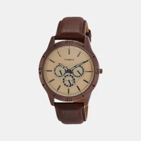 Men's Brown Analog Leather Watch TW000U915