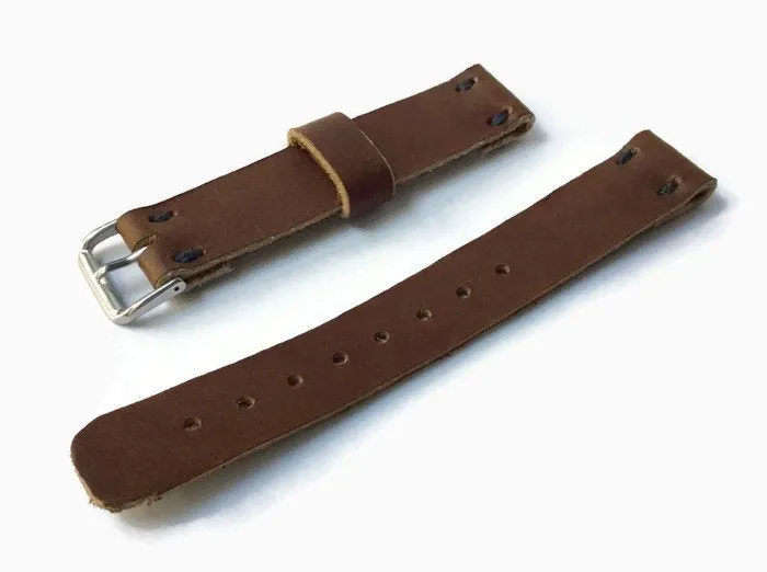 Men's leather watch strap 16 mm • Handmade dark brown leather watch band