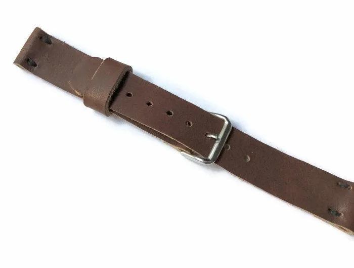 Men's leather watch strap 16 mm • Handmade dark brown leather watch band