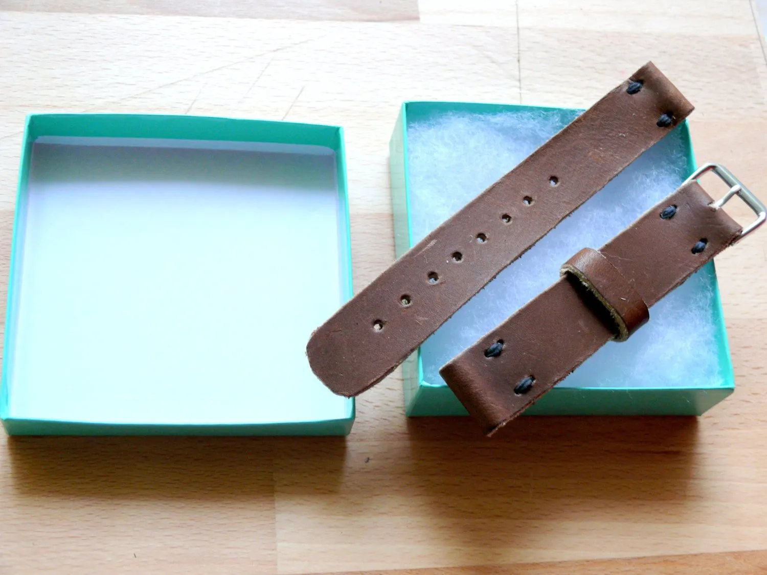 Men's leather watch strap 16 mm • Handmade dark brown leather watch band