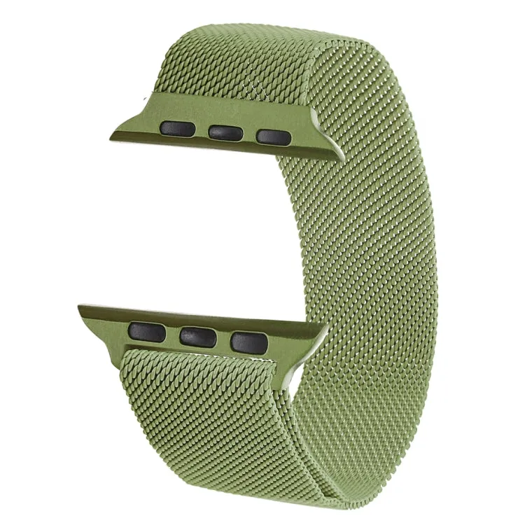 Milanese Loop Magnetic Stainless Steel Watch Band for Apple Watch Ultra 49mm&Watch Ultra 2 49mm / Series 10 46mm / 9&8&7 45mm / SE 3&SE 2&6&SE&5&4 44mm / 3&2&1 42mm(Army Green)