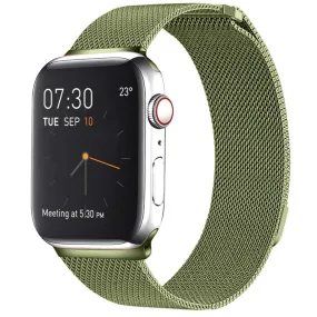 Milanese Loop Magnetic Stainless Steel Watch Band for Apple Watch Ultra 49mm&Watch Ultra 2 49mm / Series 10 46mm / 9&8&7 45mm / SE 3&SE 2&6&SE&5&4 44mm / 3&2&1 42mm(Army Green)