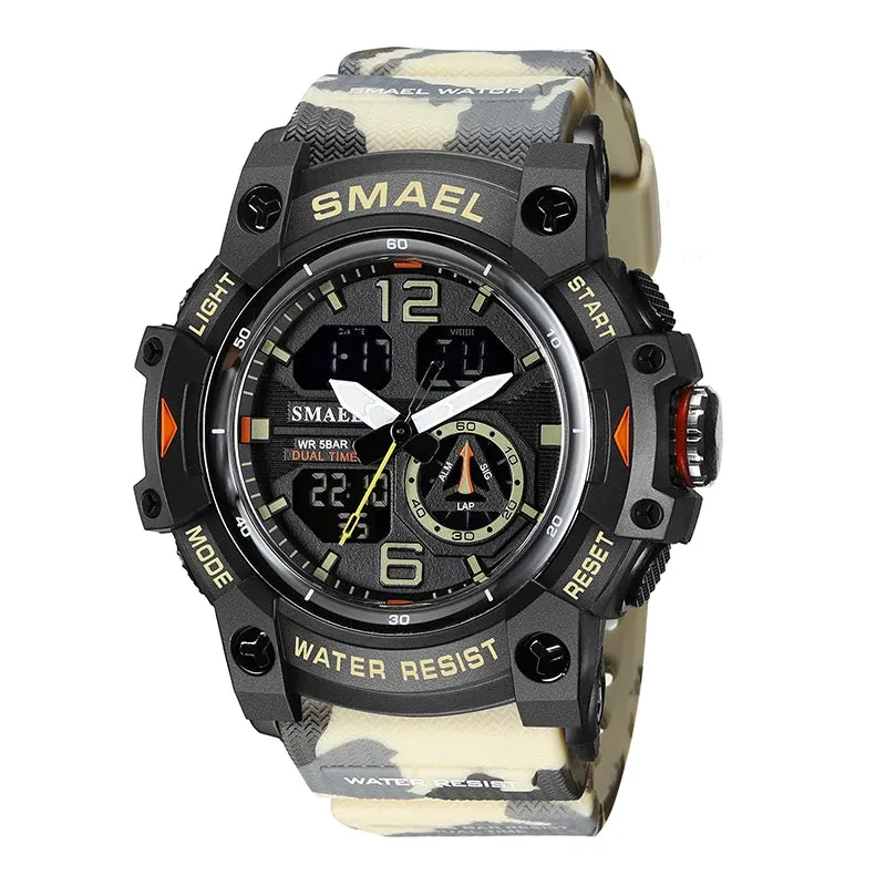 Military Watch Quartz Wristwatches Sport 50M Waterproof Alarm Clock Light Analog Digital Male Clocks 8007 Mens Watches Digital