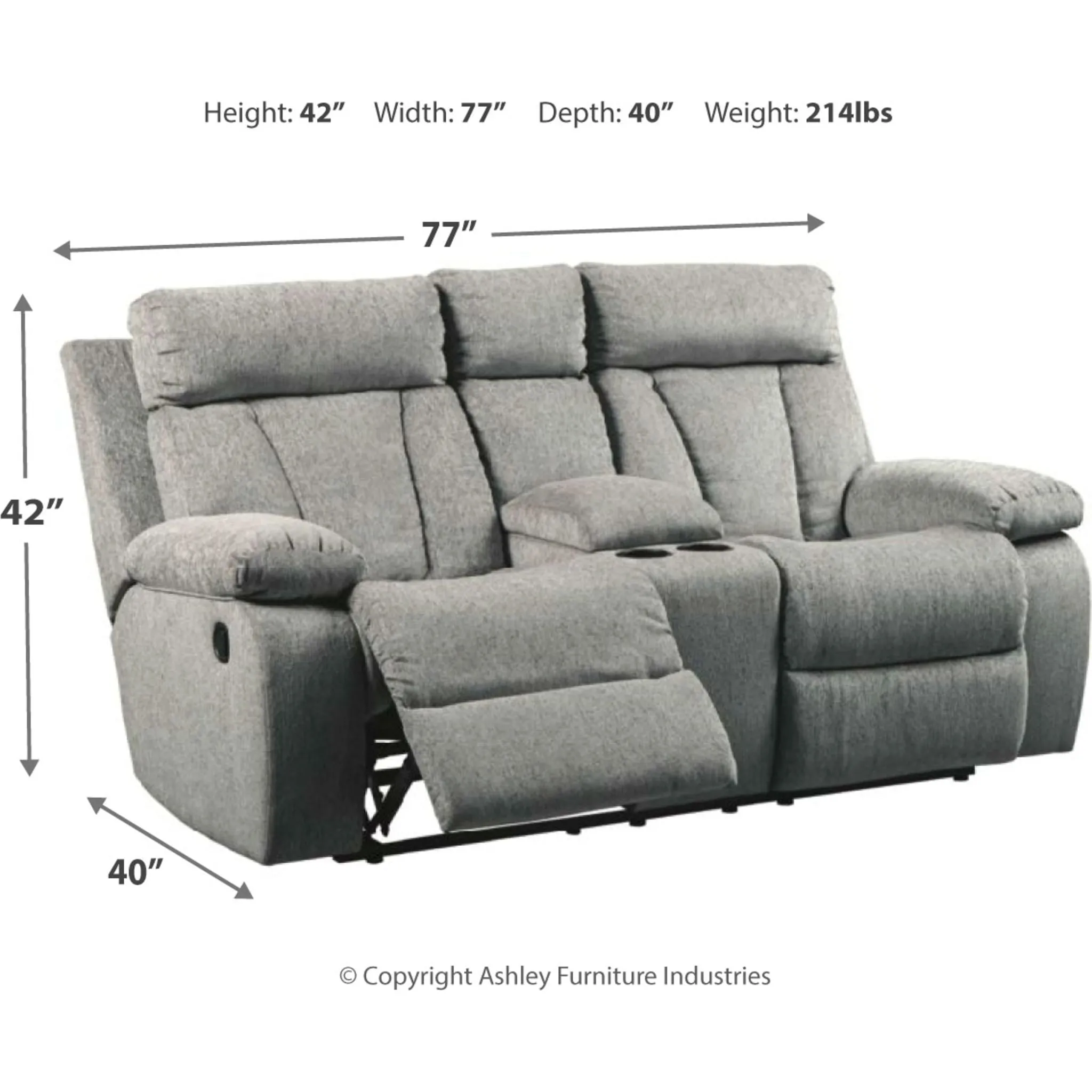 Mitchiner Reclining Loveseat with Console - Fog