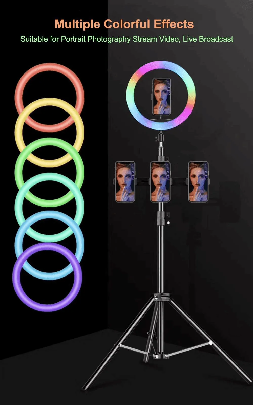 MJ-33 RGB LED Soft Ring Light With Stand-Selfie Light