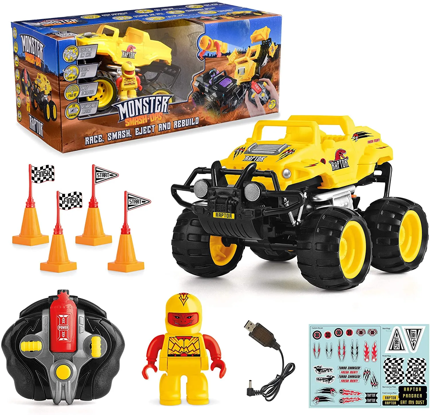 Monster Smash Ups Raptor - Yellow