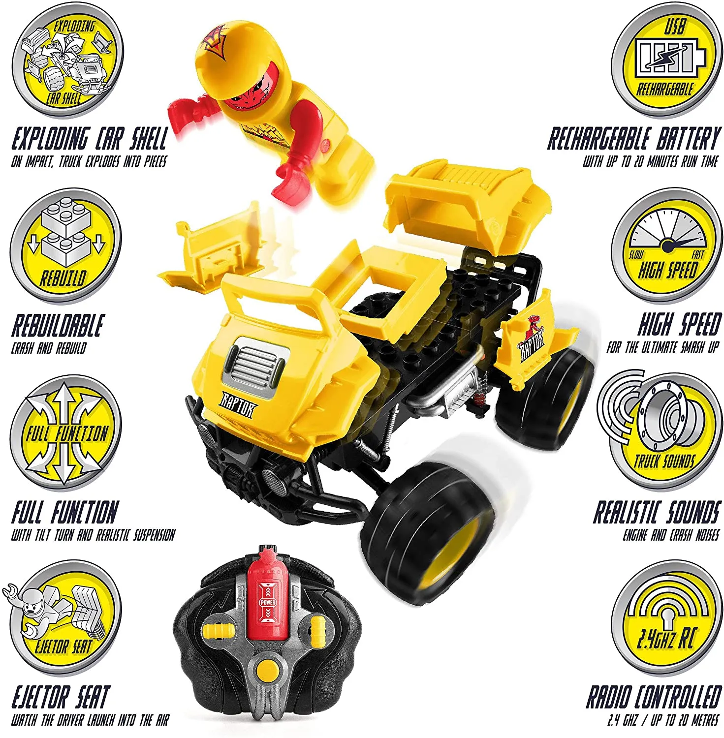 Monster Smash Ups Raptor - Yellow