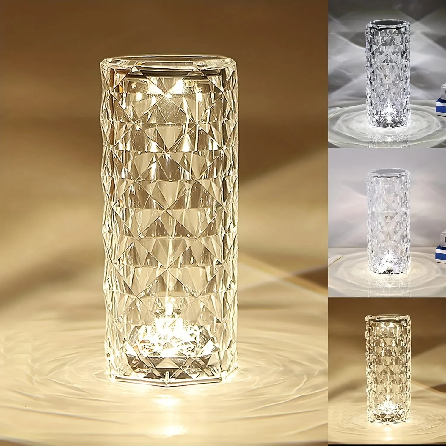 Multifunctional Crystal Diamond Lamp TouchControlled LED Night Light with USB Charger