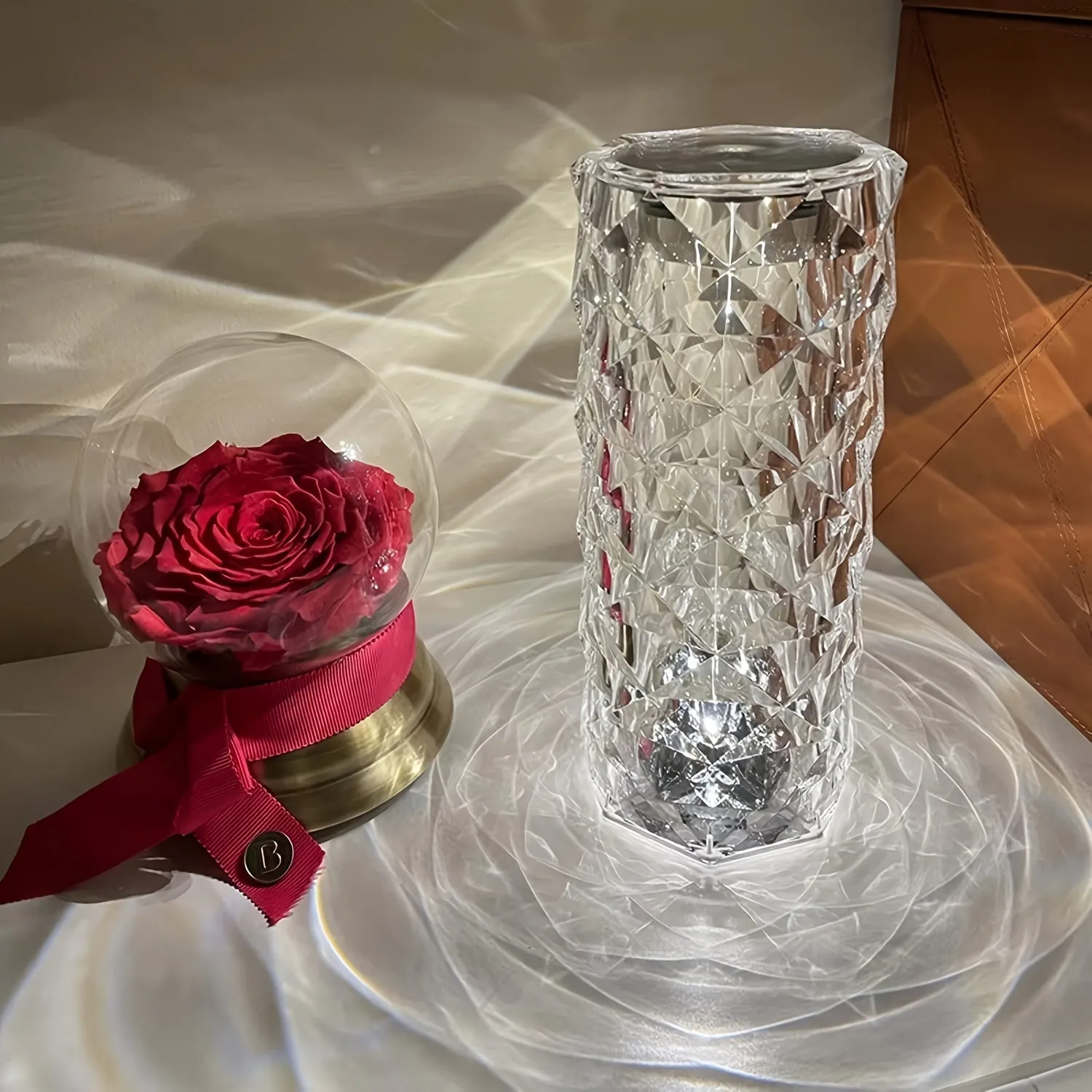 Multifunctional Crystal Diamond Lamp TouchControlled LED Night Light with USB Charger