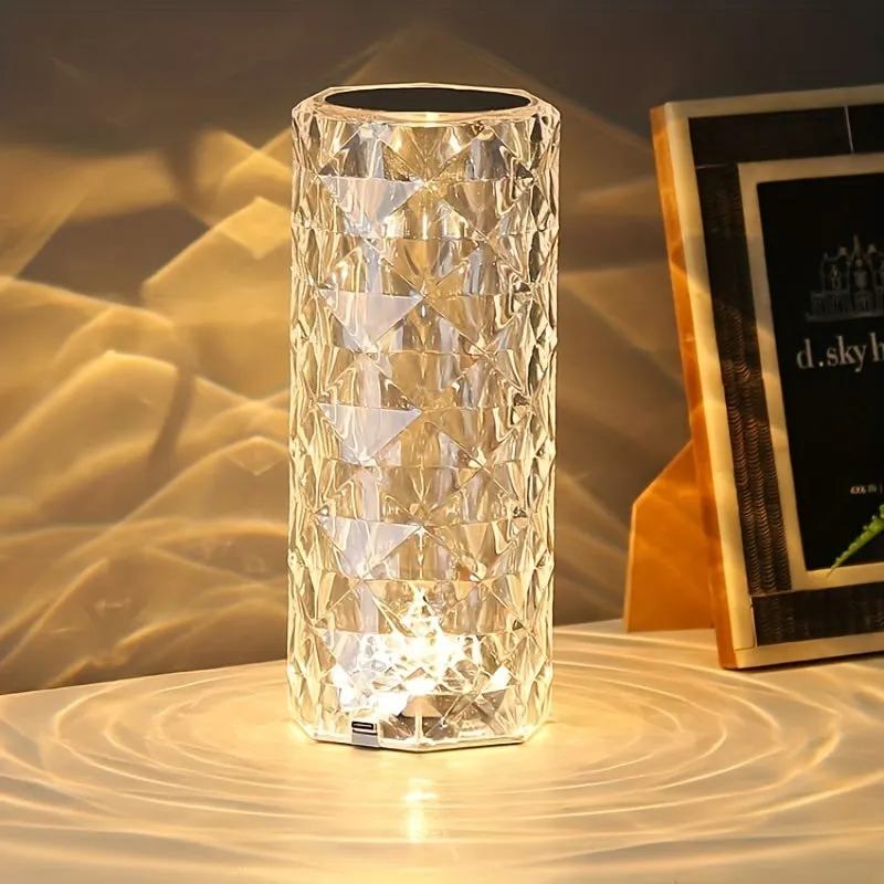 Multifunctional Crystal Diamond Lamp TouchControlled LED Night Light with USB Charger