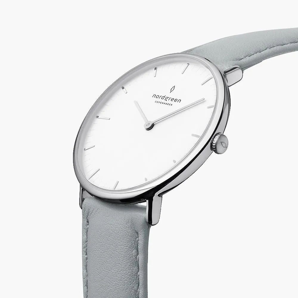 Native | White Dial - Dove Grey Vegan Leather