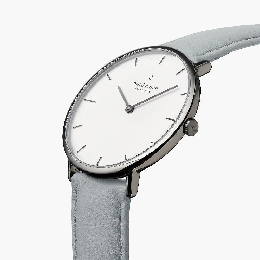 Native | White Dial - Dove Grey Vegan Leather