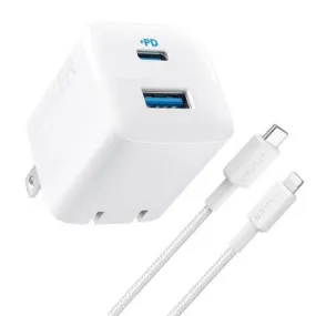 New - Anker 2-Port 33W Wall Charger with 6' Lightning to USB-C Cable - White