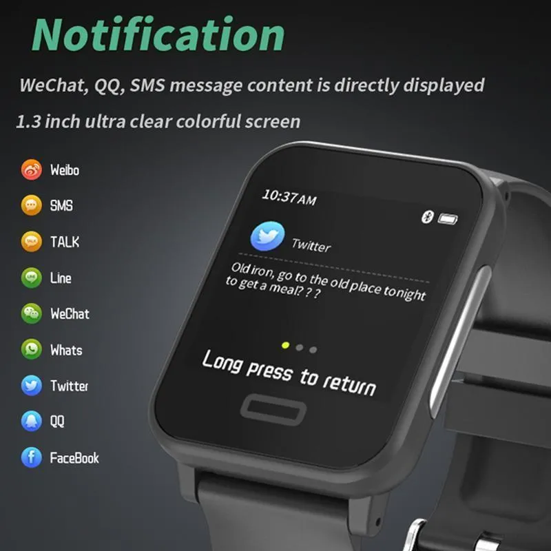 New Heart Rate Blood Pressure Smartwatch Bracelet Multi-Sport Heart Rate Monitor Smart Watch