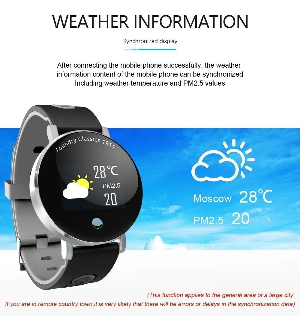 New IP68 Waterproof Bluetooth Fitness Tracker TFT Colour Screen Smartwatch For Android IOS