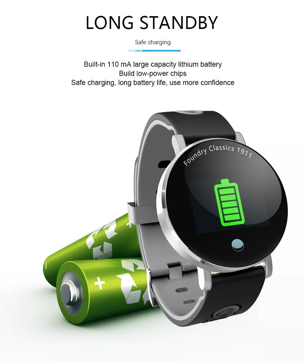 New IP68 Waterproof Bluetooth Fitness Tracker TFT Colour Screen Smartwatch For Android IOS