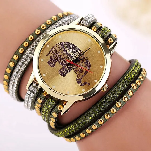 New Popular Fashion Elephant Pattern Bracelet Watches  Watch Women Dress Classical Jewelry Quartz Wristwatch XR955