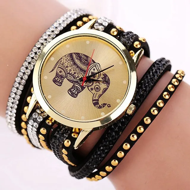 New Popular Fashion Elephant Pattern Bracelet Watches  Watch Women Dress Classical Jewelry Quartz Wristwatch XR955