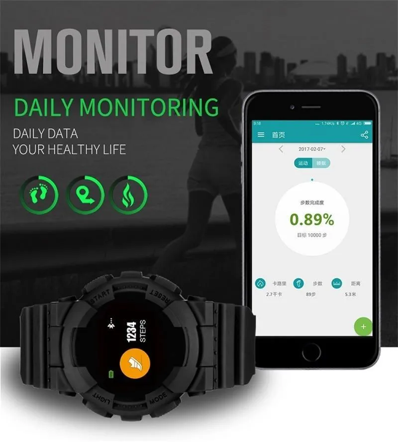 New Smart Watch IP68 Fitness Tracker Blood Pressure/Heart Rate Monitor Bluetooth Outdoor Waterproof Smartwatch