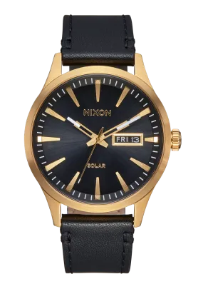 Nixon Sentry Solar Leather Watch - All Gold/Black