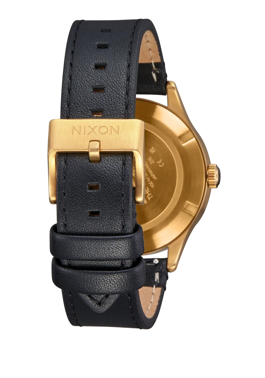 Nixon Sentry Solar Leather Watch - All Gold/Black