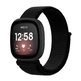 Nylon Strap For Fitbit Sense 1-2/Versa 3-4 Jet Black