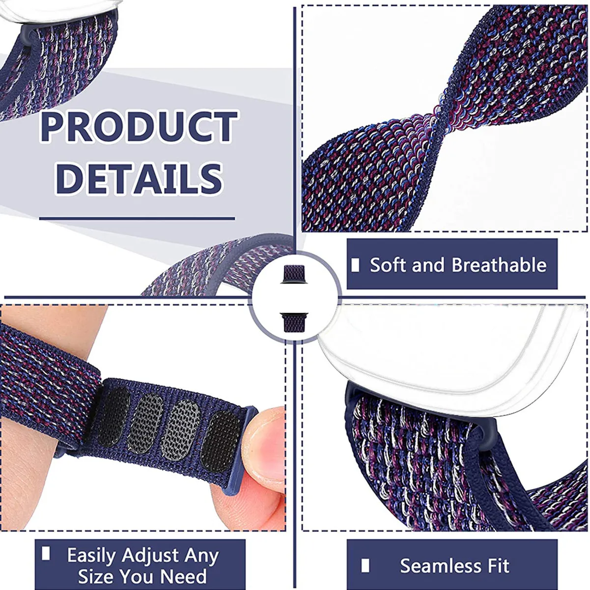 Nylon Strap For Fitbit Sense1-2/Versa 3-4 Indigo