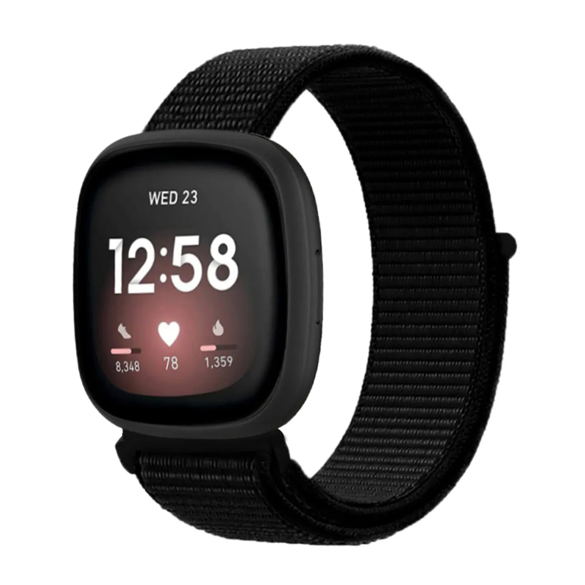 Nylon Strap For Fitbit Sense1-2/Versa 3-4 Red Black