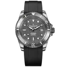 Oceaneva Mens Deep Marine Explorer II Damascus Steel Dial Watch Rubber