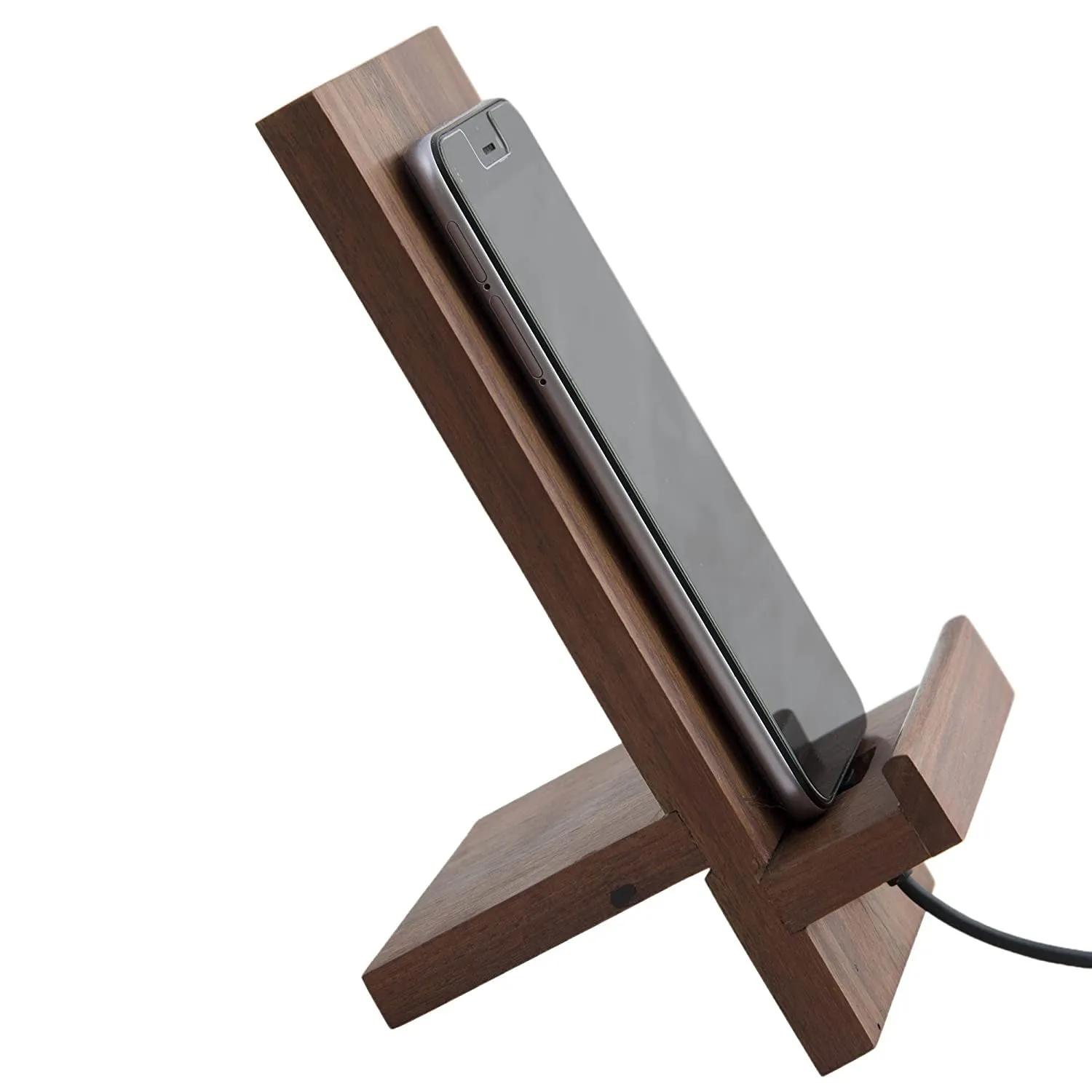 ODEJIA India Premium Wooden Mobile Stand/Mobile Holder/Dock Station with Charging Slot | Wooden Mobile Stand | Mobile Video Stand