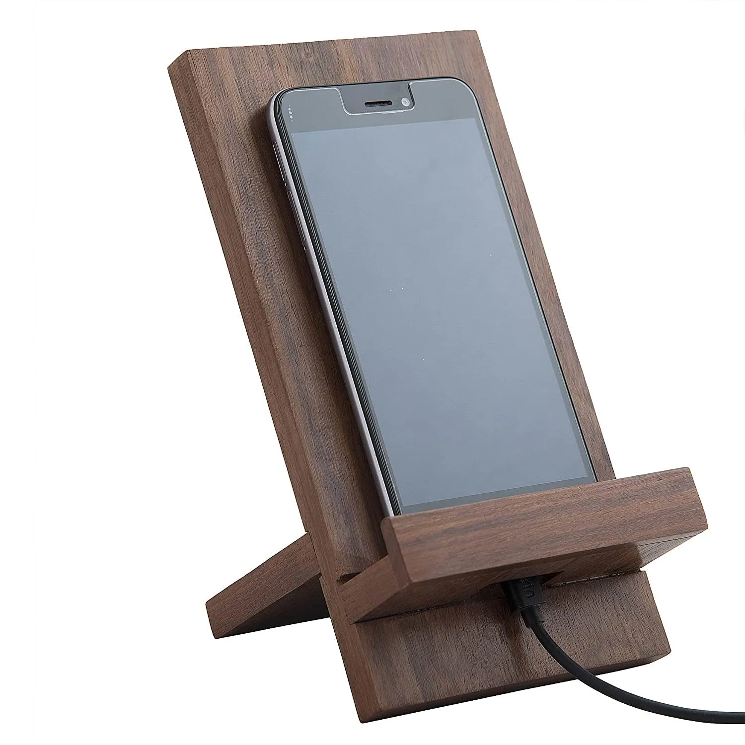 ODEJIA India Premium Wooden Mobile Stand/Mobile Holder/Dock Station with Charging Slot | Wooden Mobile Stand | Mobile Video Stand