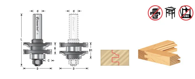 Ogee Reversible Stile & Rail Router Bit | 1 5⁄8 Dia x 11⁄16 x 1⁄2" Shank | 55350 | 738685953501