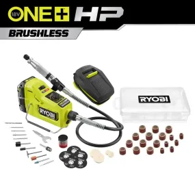 Open Box -  RYOBI ONE  HP 18V Brushless Cordless Rotary Tool Kit with 2.0 Ah HIGH PERFORMANCE Battery and Charger