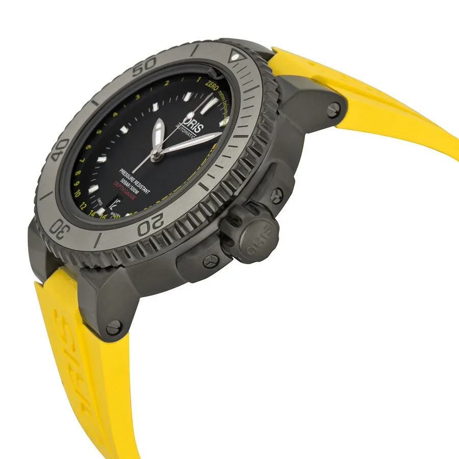 Oris Aquis Depth Guage Black Dial Yellow Rubber Men's Watch 733-7675-4754SET 01 733 7675 4754-Set RS