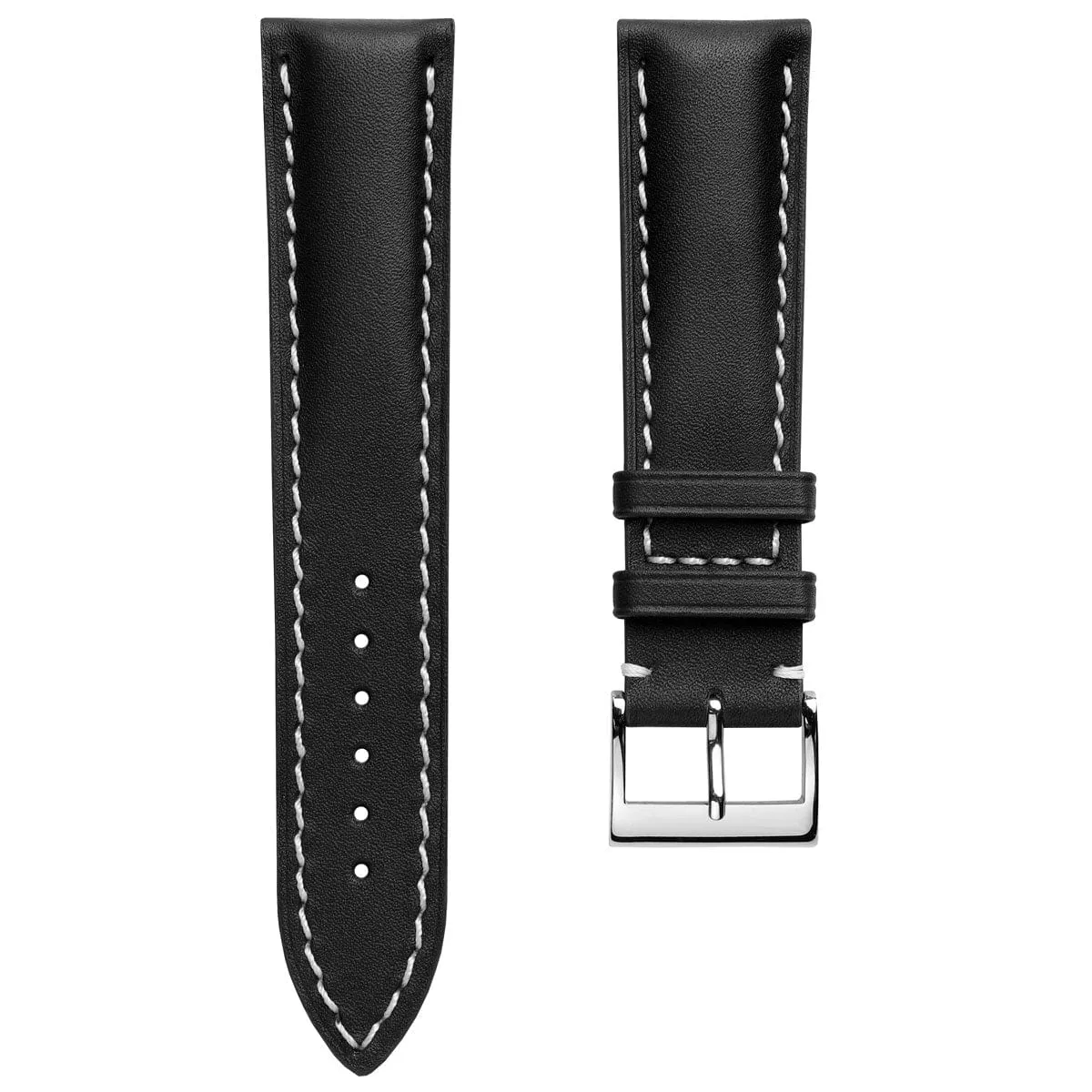 Ostend Thick Padded Leather Watch Strap - Baranil Black