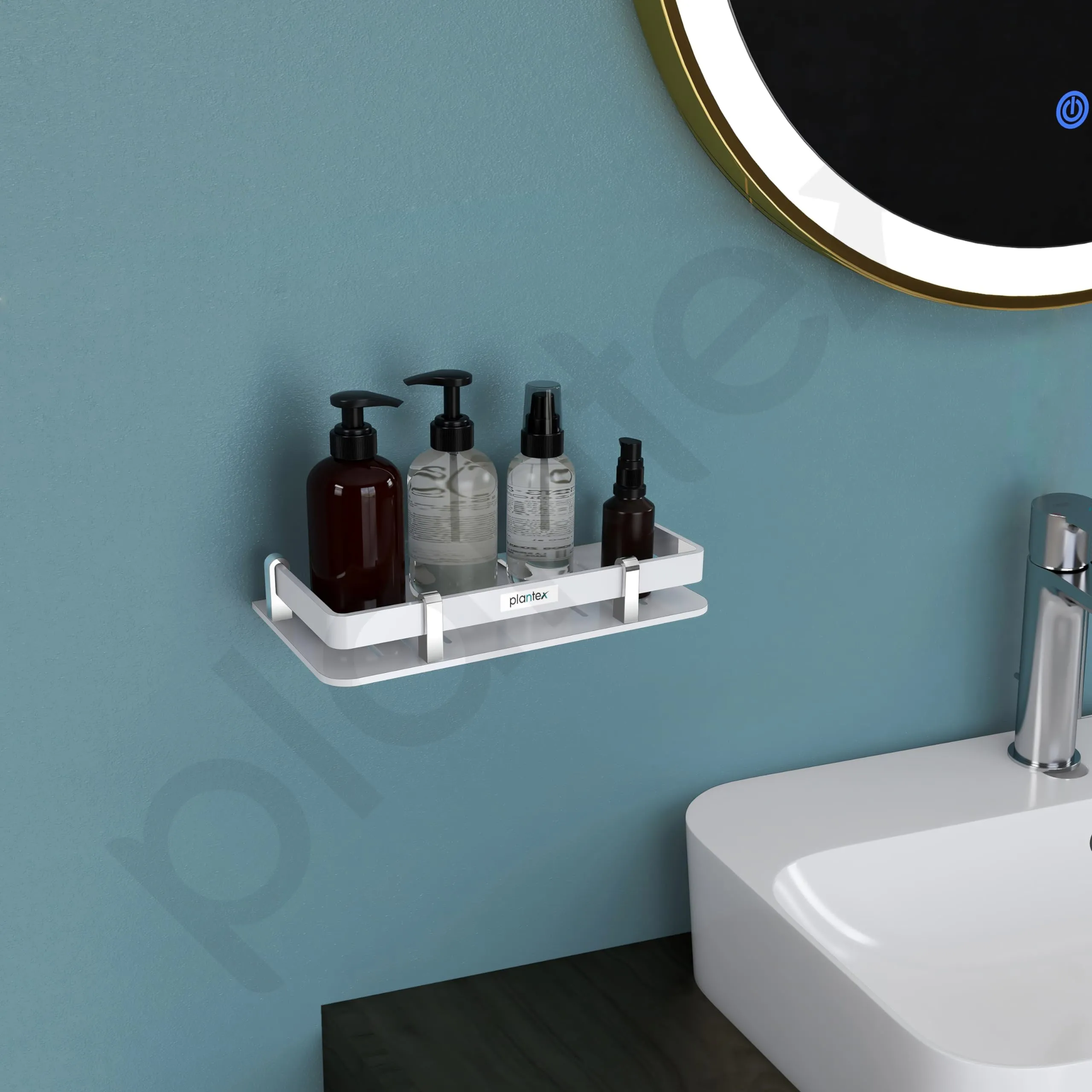 Plantex Acrylic Bathroom Organizer/Shelf For Bathroom/Kitchen/Wall -Bathroom Accessories (9X5 Inches-White)