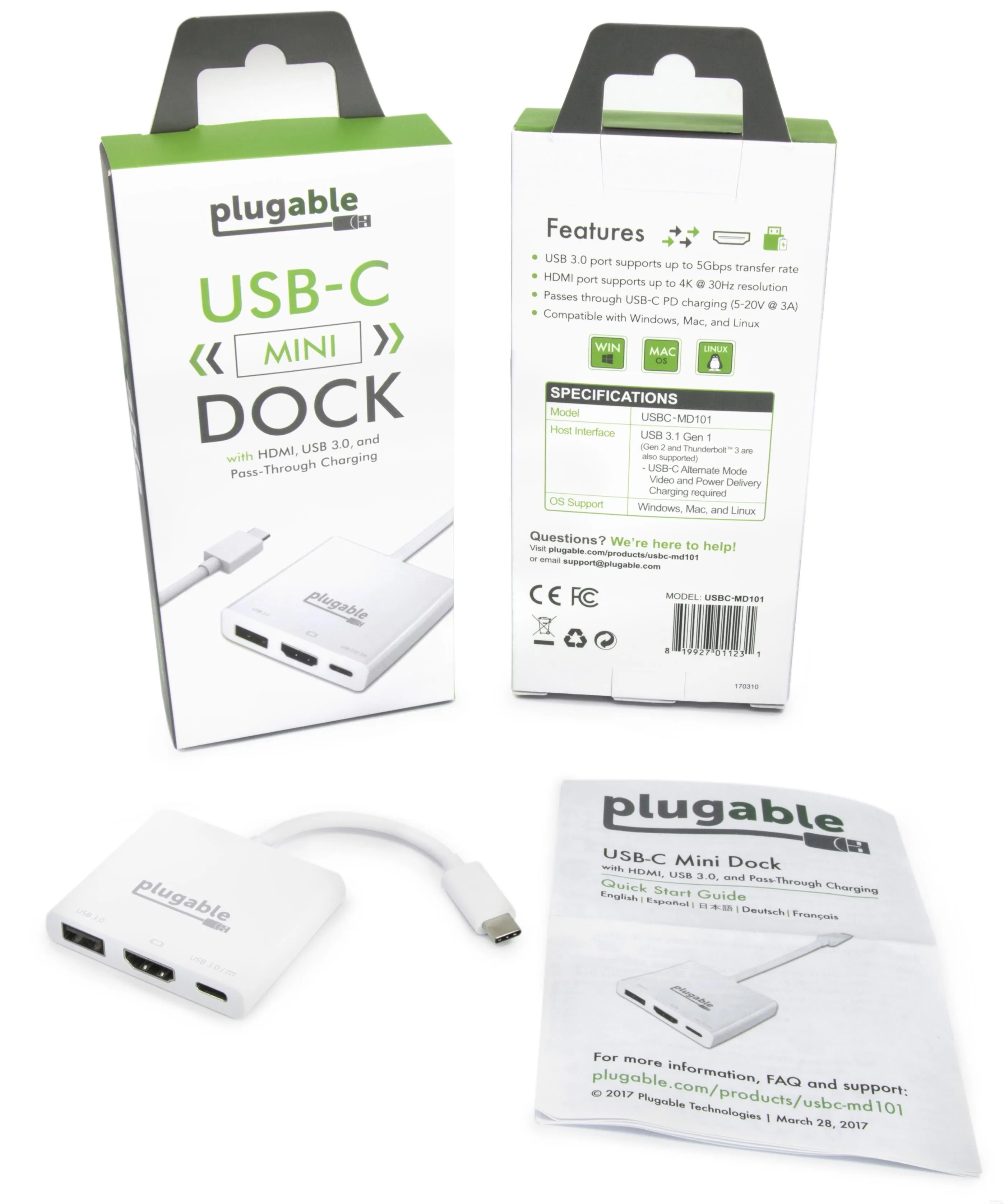 Plugable USB-C Multiport Adapter (USBC-MD101)