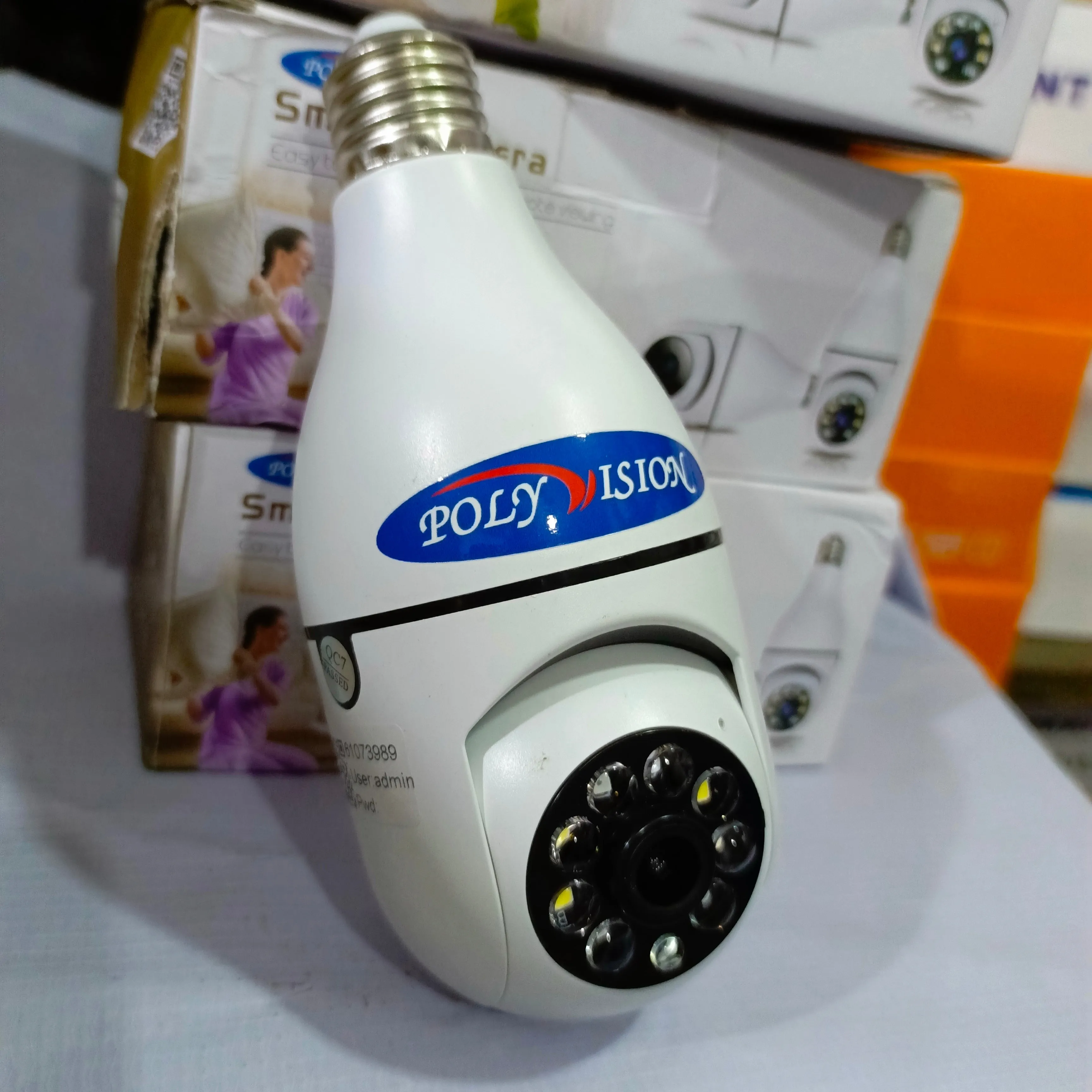 POLYVISION V380-E27 WiFi Smart Motion Sensor IP Bulb PTZ Camera (3.66mm 2MP Lens) - Brand New